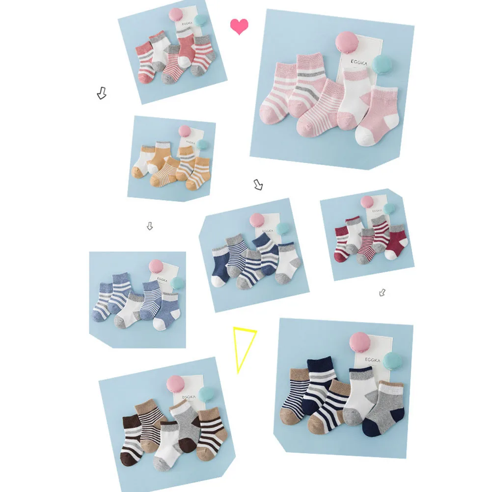

5Pairs Baby Socks Unisex Newborn Cotton for Kids 1-3 Year Old High-Quality Sweat Absorption Breathable Elastic Dark Blue Mixed