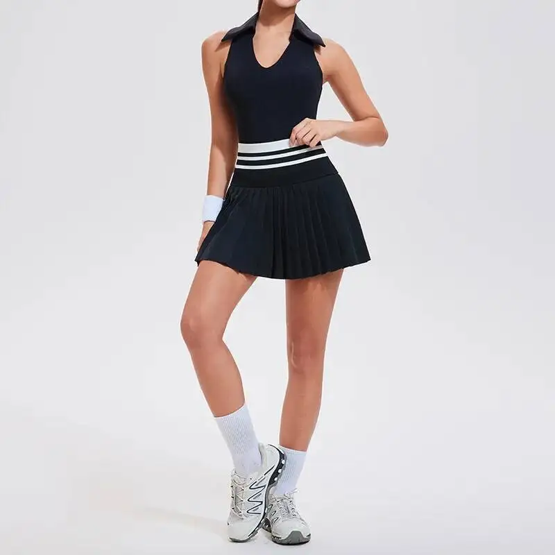 

Женская летняя теннисная одежда, однотонный уличный спортивный костюм для бега, дышащий быстросохнущий короткий спортивный костюм для тренировок, женский комплект для йоги