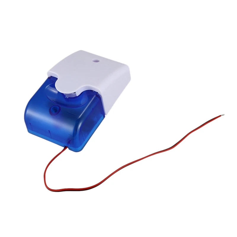 6X Mini Wired Strobe Warning Siren Durable Dc 12V Sound Alarm Flashing Light Sound Siren Horn 115Db Blue