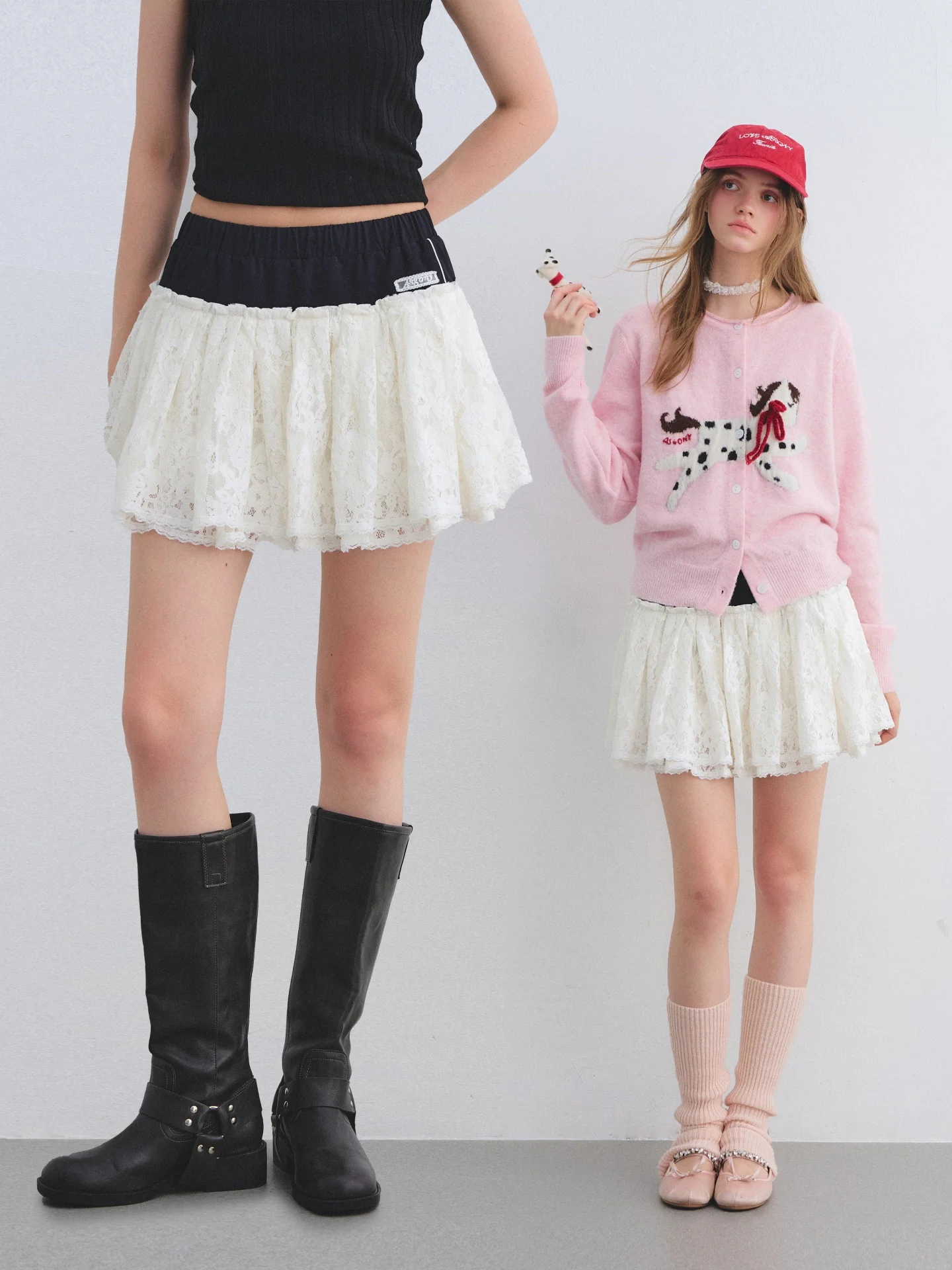 

Женская пышная юбка-кейк AsGony с эластичным поясом, цветными вставками и кружевом, в стиле Sweet & Spicy, с защитой от просвечивания, Весна 2026