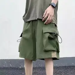 Summer Men's Clothing Casual Thin Hong Kong Breeze Sports Trend Korean Version Solid Color Loose All-match Handsome Cargo Shorts