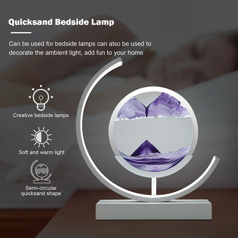 2026 LED Flowing Sand Wireless Night Light Emitting Sculpture Decorative Item for Home Atmosphere Art Piece Home Decor