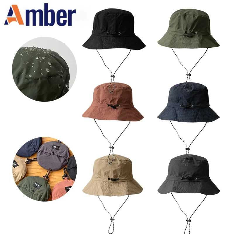 

Amber waterproof bucket hat anti-UV fast dry Panama fisherman hats for men women foldable big visor summer outdoor hiking cap