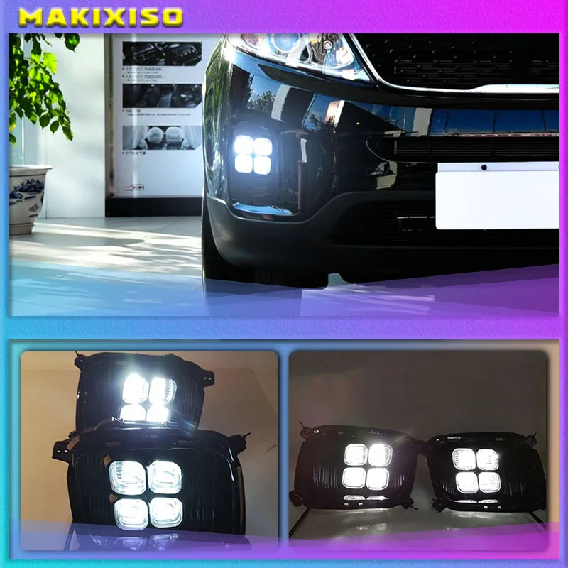 

2pcs LED For KIA Sorento 2013 2014 DRL Daytime Running Light Daylight Waterproof fog lamp Cover car Styling lights