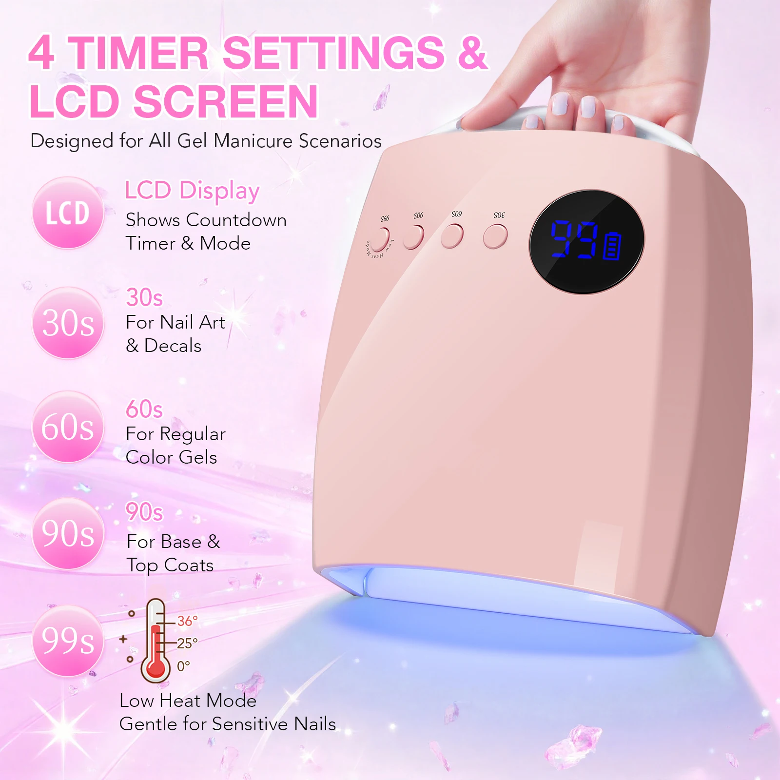 168W UV LCD Lamp Voor Nagels Draadloze Gel Polish Nagel Droger Pedicure Manicure Licht Draadloze LCD Nagellamp voor Manicure Salon