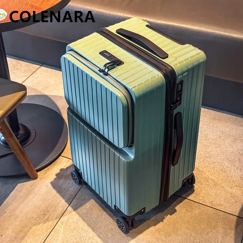 COLENARA กระเป๋าเดินทางกระเป๋าเดินทาง 20 นิ้วเปิดด้านหน้าแล็ปท็อปไฟฟ้า Boarding Case 24 "26" 28 "30" USB ชาร์จรถเข็นกระเป๋าเดินทาง