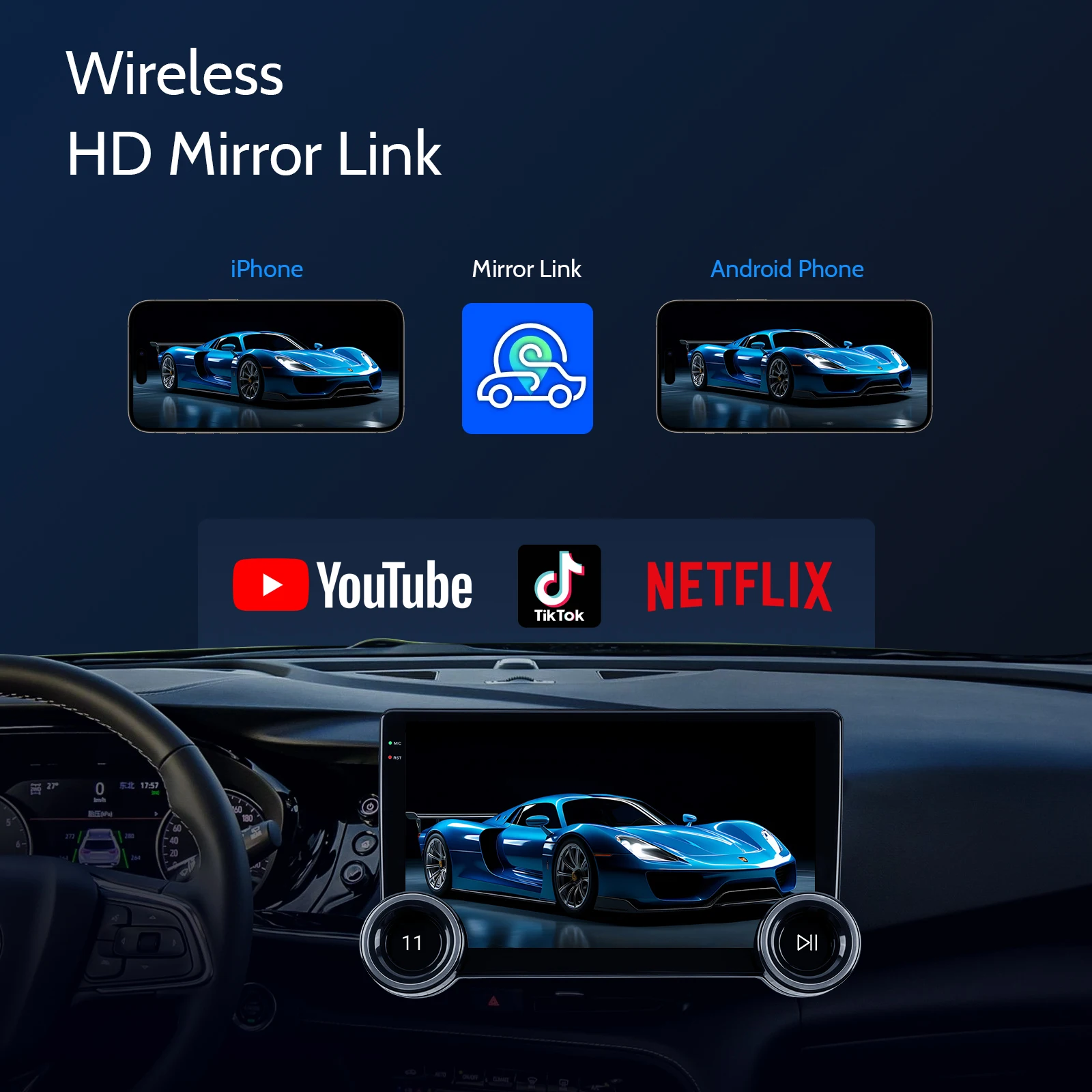 Haudio Double Din Car Stereo-Wireless CarPlay/Android Auto، راديو سيارة 10.1 بوصة مع BT 4.1/2+64GB/كاميرا احتياطية/GPS/FM/AM #5