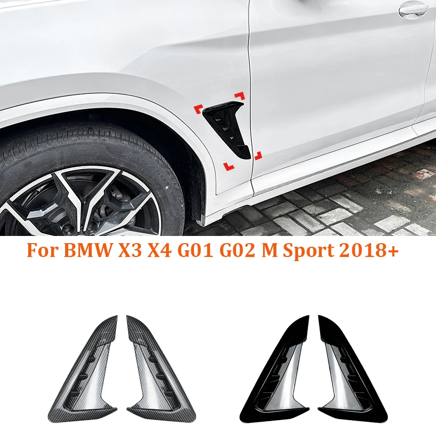 2x Car Side Fender Air Wing Vent Trim Cover For BMW X3 X4 G01 G02 M Sport 2018 2019 2020 2021 2022 2023 Grille Hole Emblem Trim