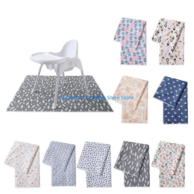 C5AF Highchair Splash Mat Baby Paint Splash Mat Large Protective Floor Splash Mat Waterproof and Anti Slip