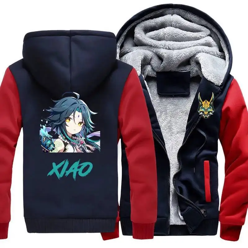 Gioco Xiao Cosplay US Size Plus 5XL Felpa casual da uomo con stampa mimetica Felpe con cappuccio addensate in pile invernale