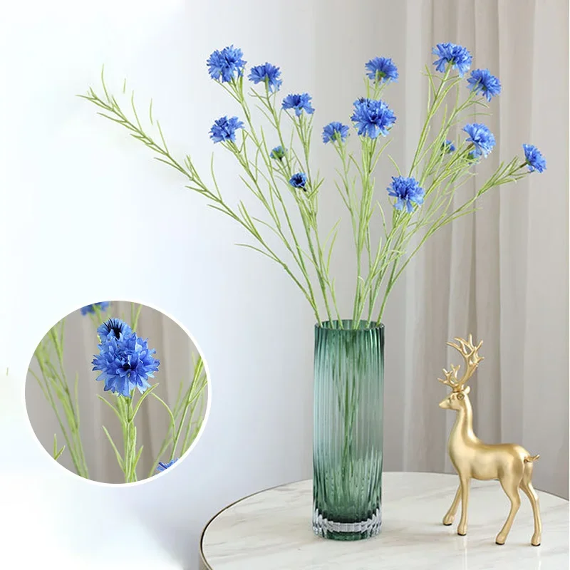 Cornflower Fake Flowers Artificial Plant 3 Forks/Bouquet Artificial Flower Silk  Decorative Flowers Home Decor Wedding Decor