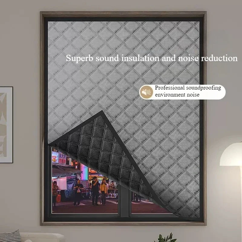 Self-adhesive Light Blocking and Windproof Cotton Curtain Double Thickened Sound Absorption and Noise Reduction Curtain 보온 커튼