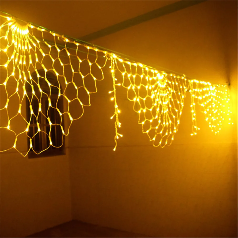 Guirxiété lumineuse LED Peacock Mesh Net, lampe de jardin pour la maison, décoration de fête de mariage en plein air, nickel é, 3.5m, 3 pièces par ensemble