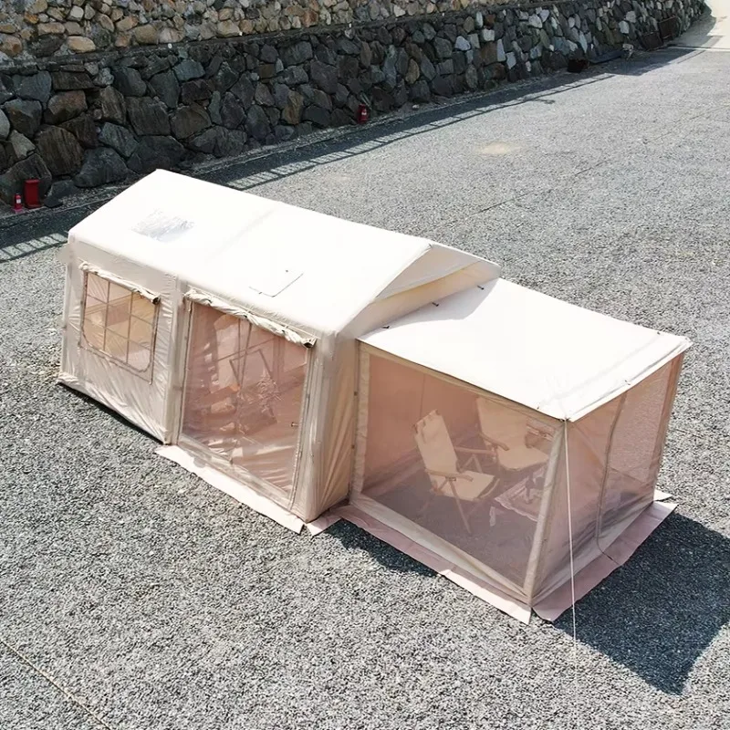 

Воздушная надувная палатка 2025 года, палатка-перегородка для двух помещений для семейного кемпинга на открытом воздухе, включая 4-сторонние двери из ТПУ