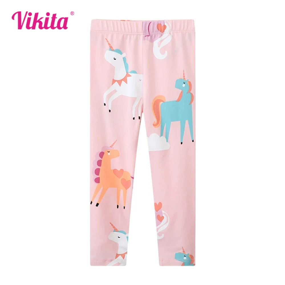 

VIKITA Girls Pink Licorne Cartoon Leggings Kids Soft Stretchy Cotton Casual Daily Outfits Skinny Pencil Pants Children Clothing