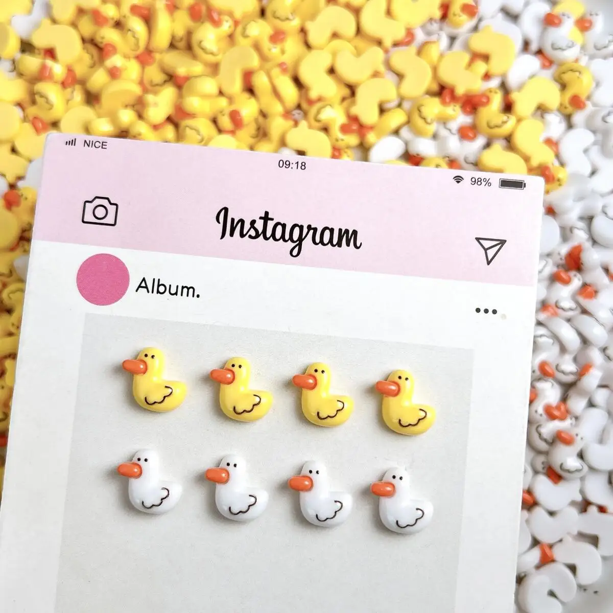 20 قطعة الكرتون رائعتين بطة صفراء الراتنج مسمار السحر ثلاثية الأبعاد جديد الإبداعية الأبيض بطة مسمار الفن زينة DIY بها بنفسك دبوس الشعر أجزاء الأظافر