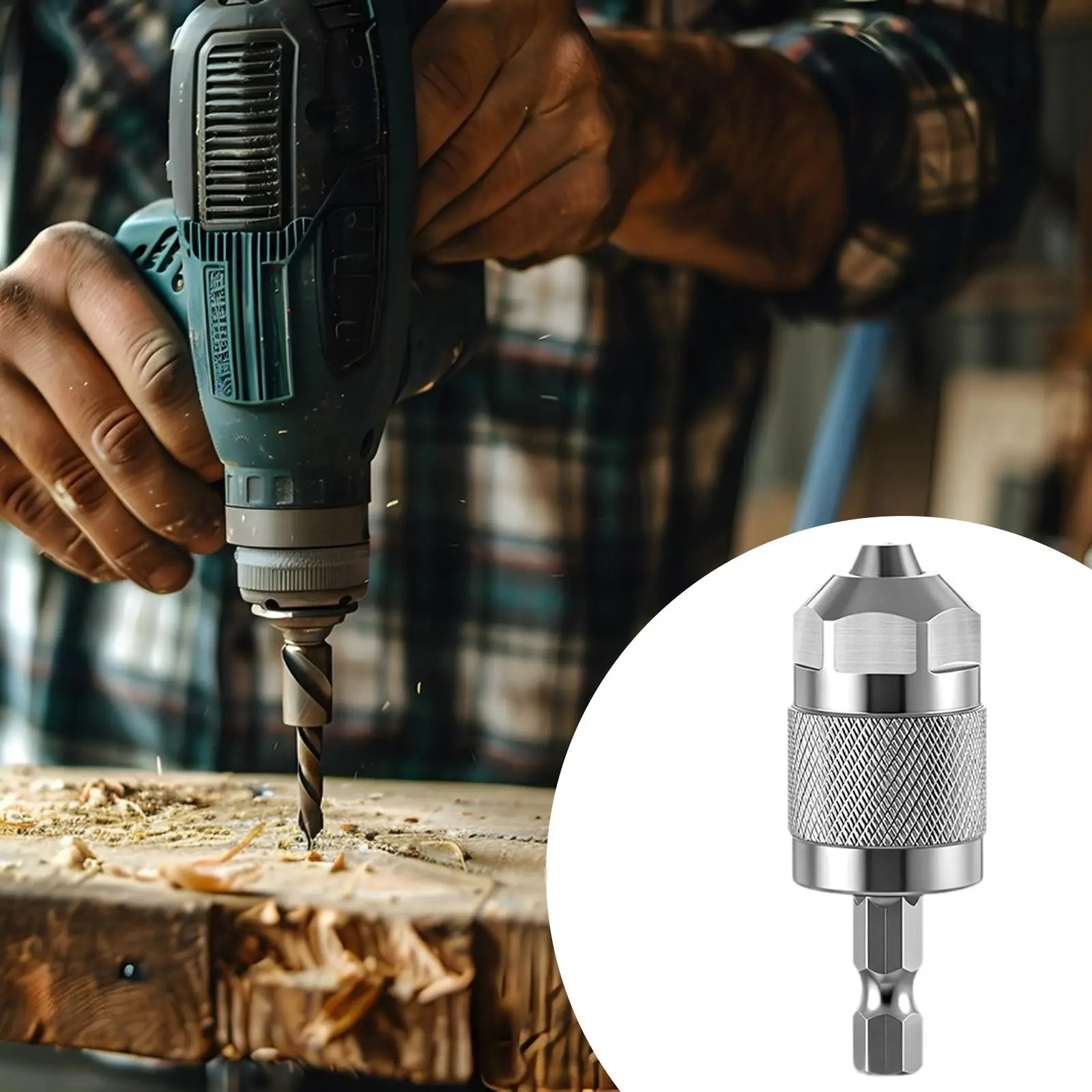 Hex Shank Three Jaw Chuck Converter Keyless Mini Adapter Aluminum Alloy High Performance for Twist Bits and Drills