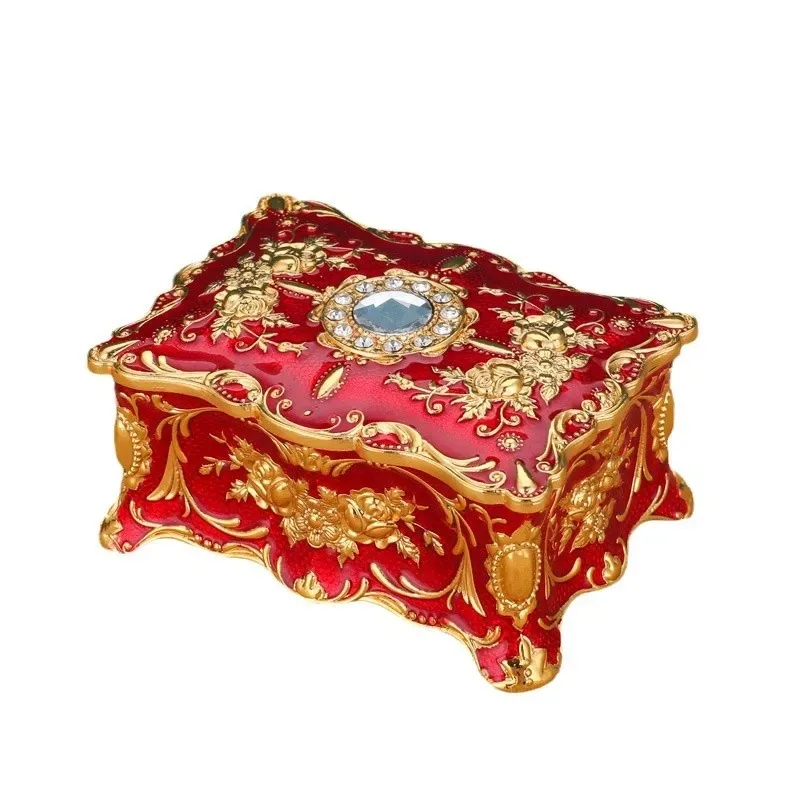 

European jewelry box metal enamel color creative ring necklace earrings storage box