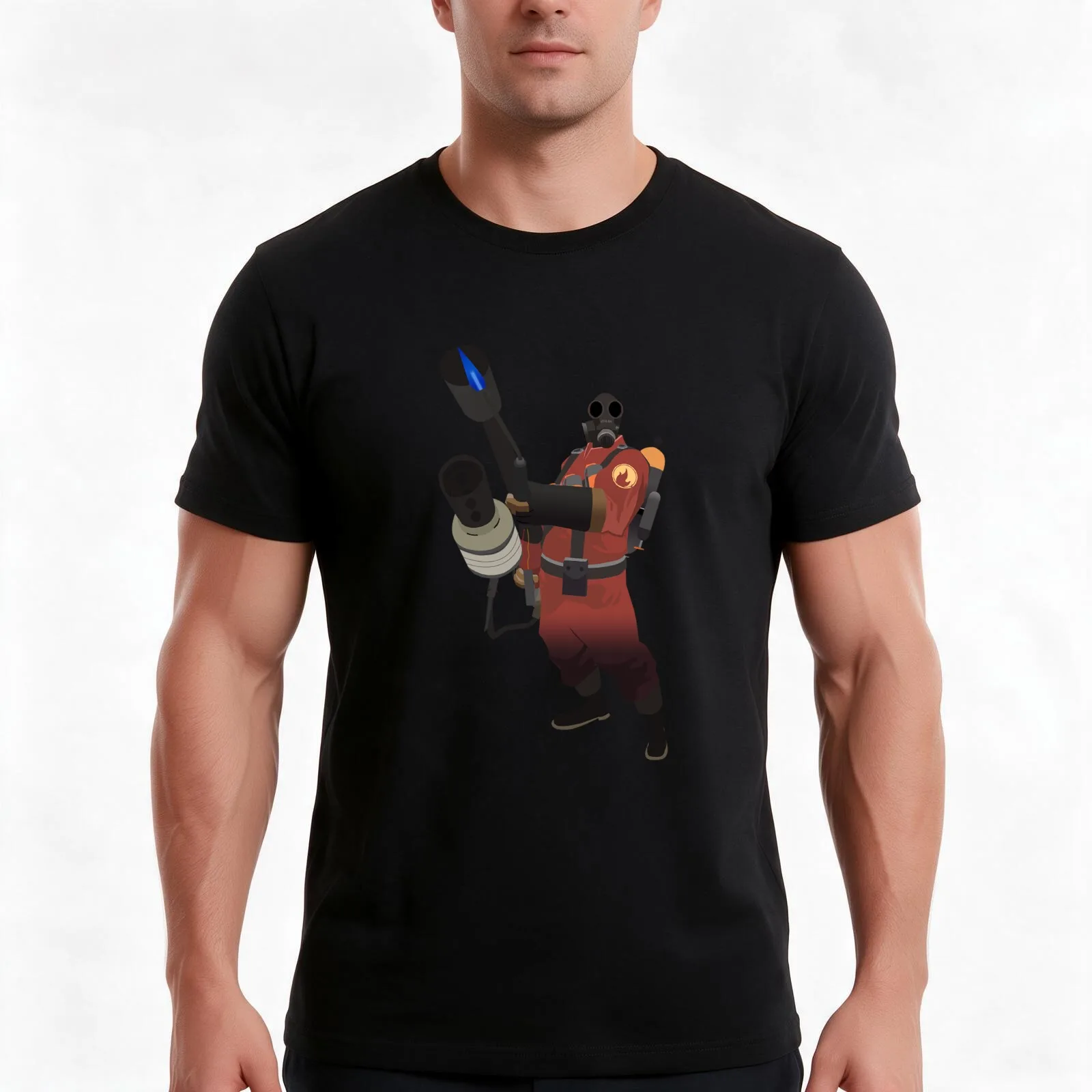 Team Fortress 2 - Pyro T-Shirt Summer Casual Cotton Tee Oversized Streetwear Tops Vintage Graphic Print Unisex Men Women