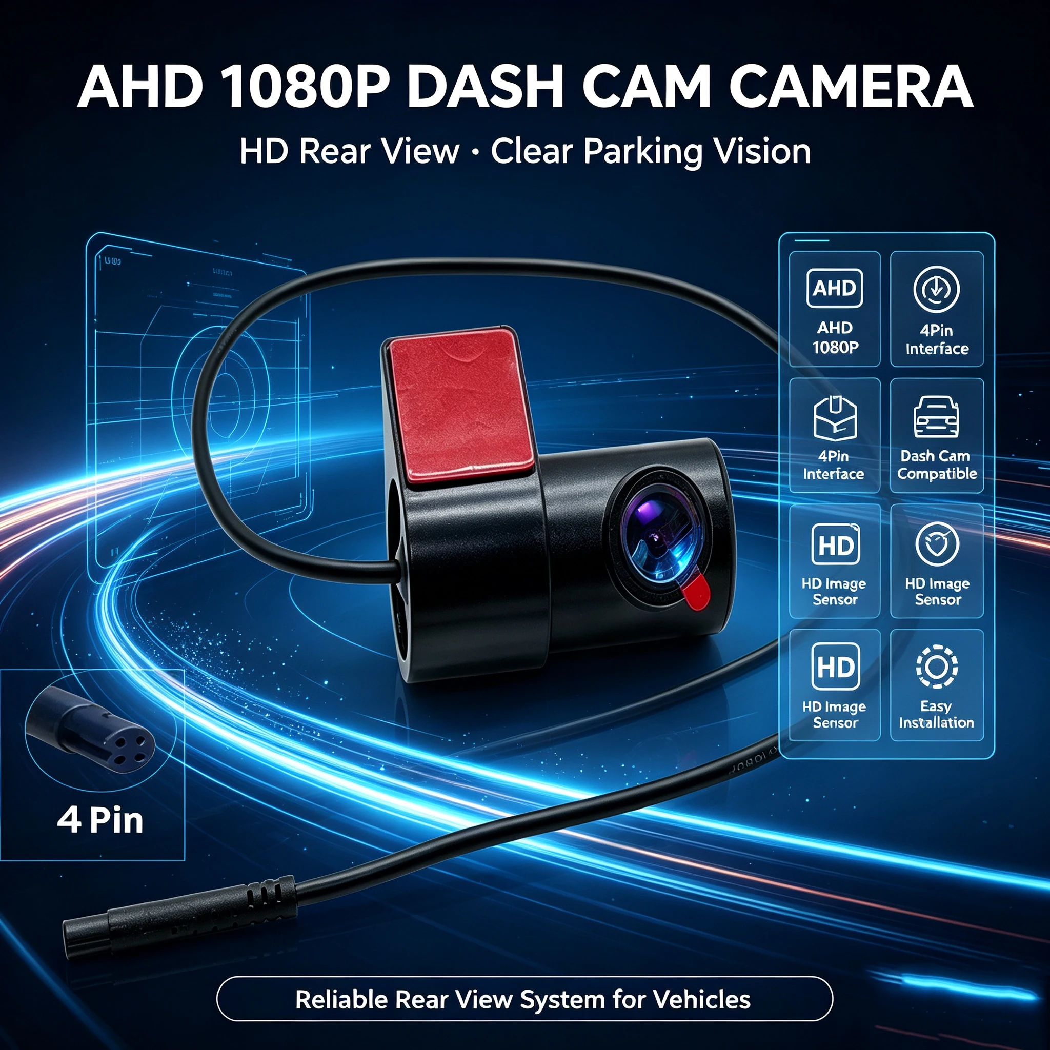 Car Monitoring Car 360 Rotating Mirror Inside and Outside the Car HD Camera 4-Pin AHD1080P Infrared Night Vision Wide-Angle