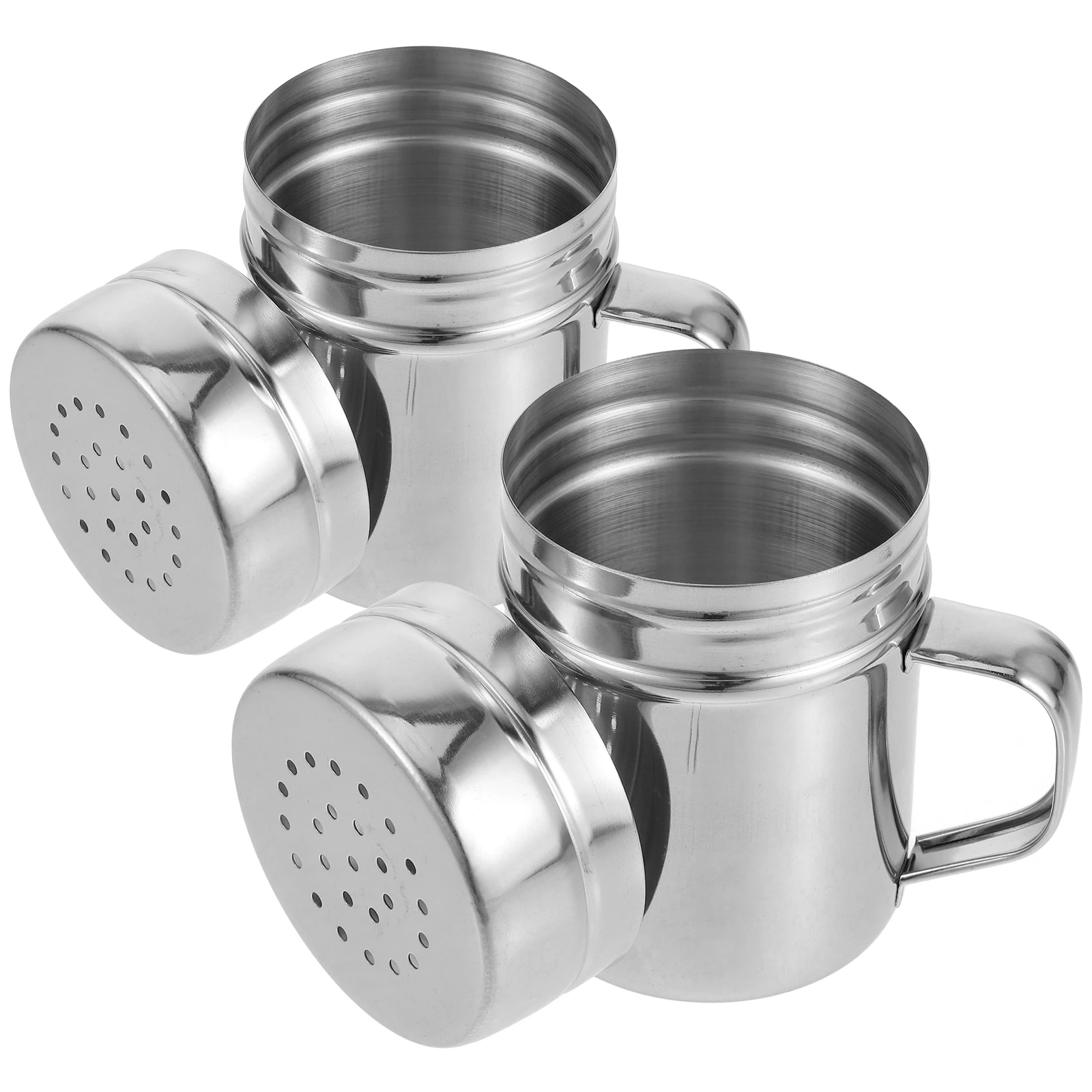 

2Pcs Stainless Steel Powder Can Sifter Strainer Salt Pepper Shaker Flour Duster Sugar Container Baking Tool Metal Sieve Kitchen