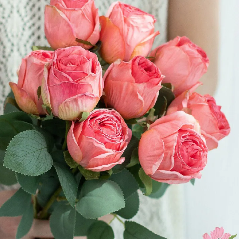 

5/10pcs Simulated Flower Roses Flowers Burnt Edge Fake Flowers Living Room Arrangement Dining Table Bedroom Decoration Ornaments