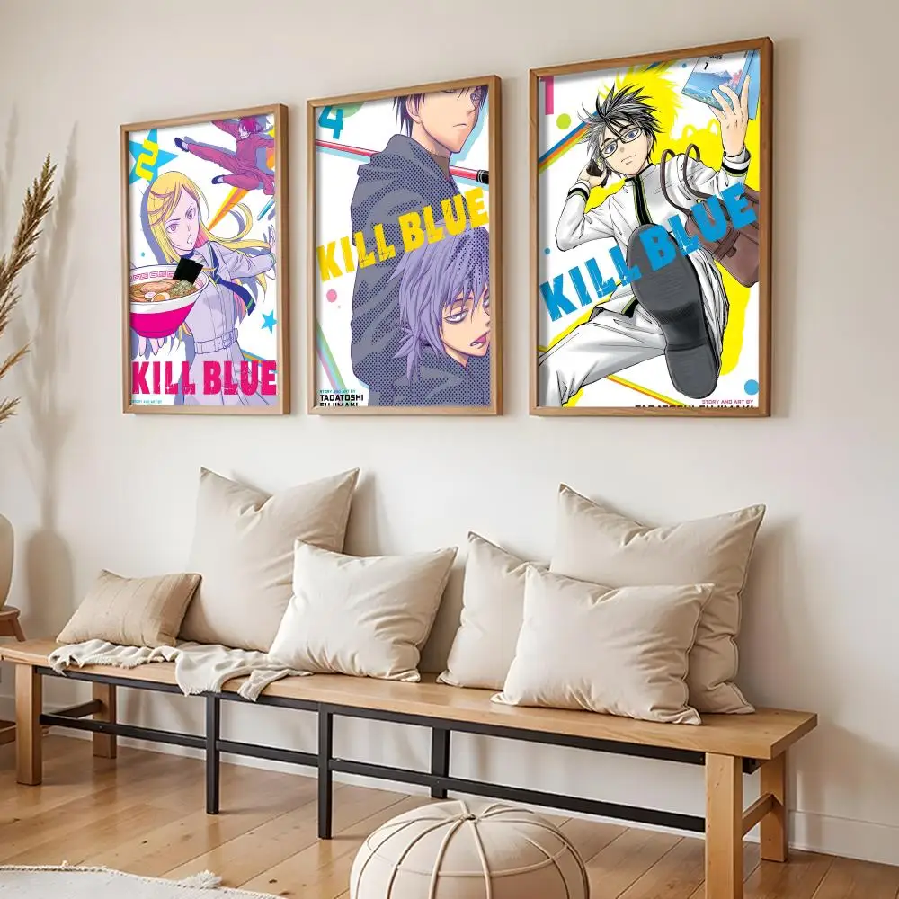 K-Kill B-Blue Anime Poster Stickers HD Painting Self-Adhesive Art for Bedroom Living Room Home Decor Modern Wall Decals Gift