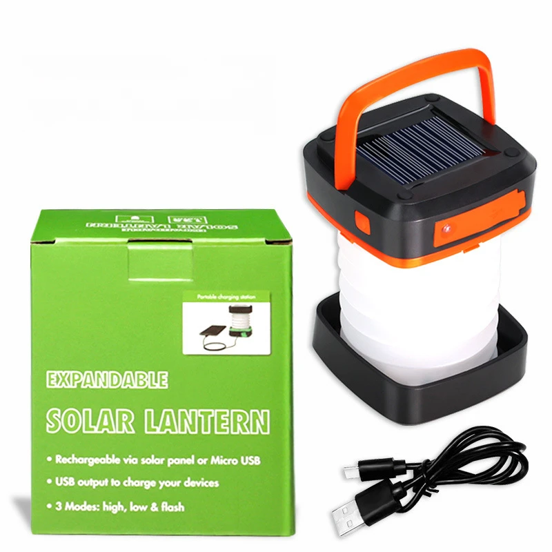 Foldable Solar Light, Outdoor USB Charging Portable Garden Light, Household Waterproof Portable Tent Sensor Light