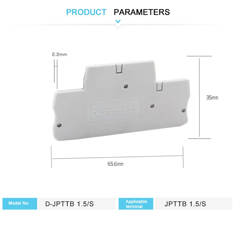 1Pc D-PTTB 1.5/S End Cover PTTB1.5/S Dubbele Niveau Connector Din Terminal Blok Accessoires Pttb 1.5mm Plastic Barrière End Plate