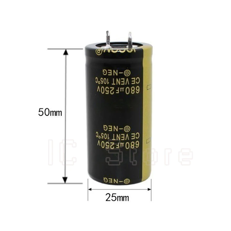 5PCS 250V 680uf Audio Capacitor Low ESR High Frequency 25x50mm 250V680uf Aluminum Electrolytic Capacitor Power Adapter 25*50