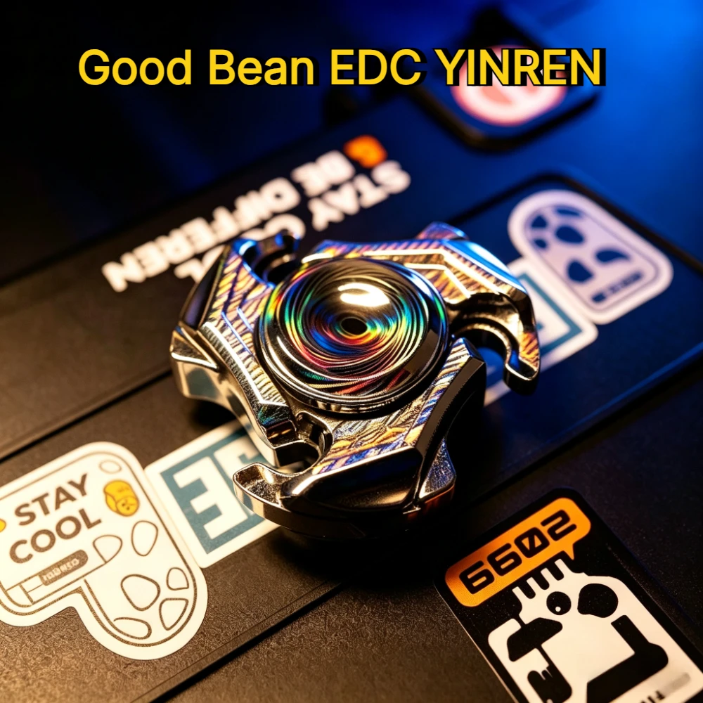 Good Bean EDC YINREN Stainless Steel Trilobal Tuning Fork Open-Armor Spinning Fidget Top Stress Relief Toy