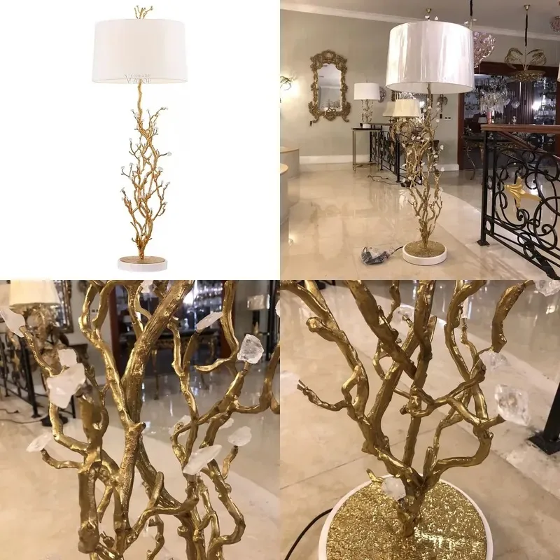 Crystal Decorative Floor Lamp Table Floor Lamp 4000 Series Unique Design Brass Luxury Branches Elegant Light Emitting