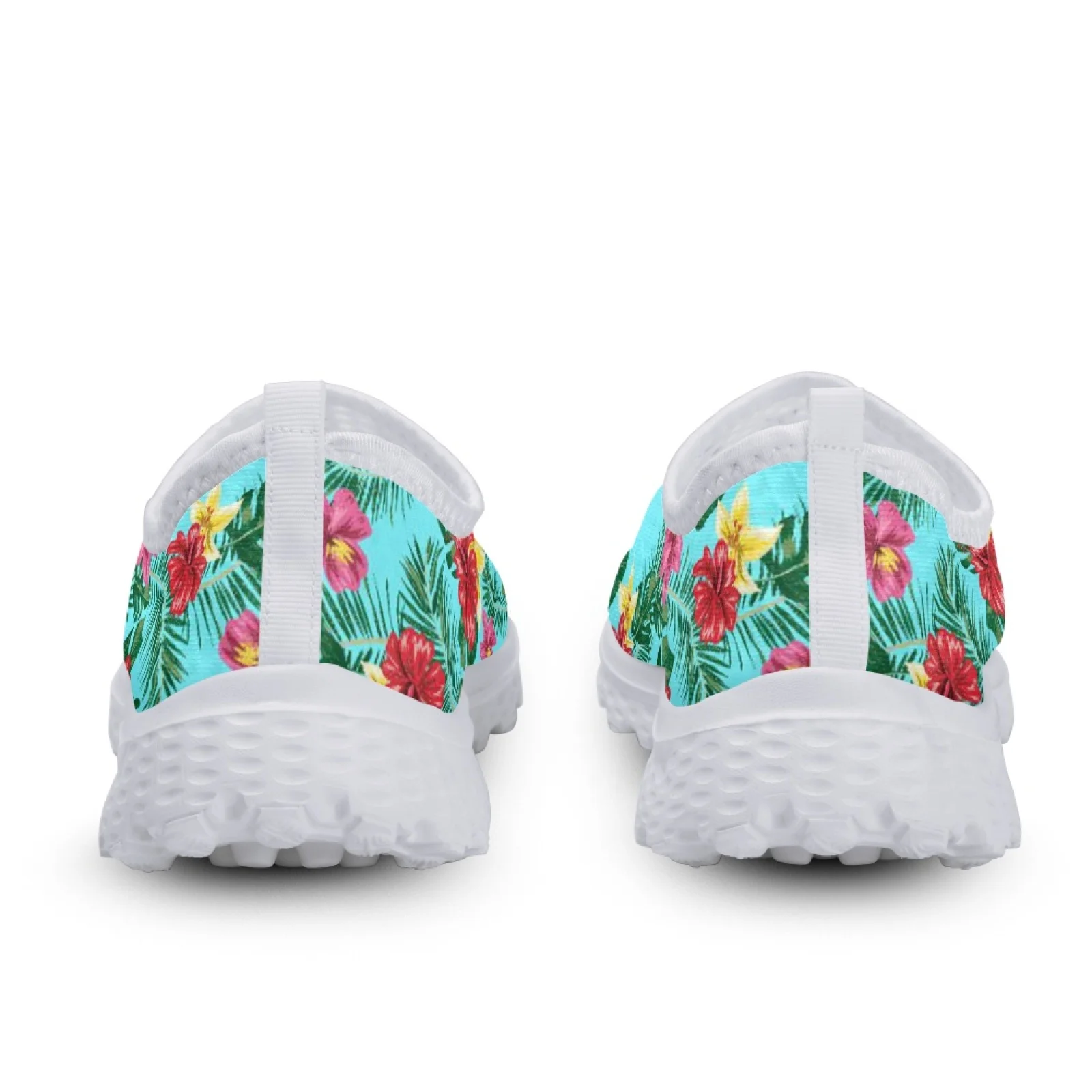 INSTANTARTS Pretty Tropical Flower Printing Women Flat Shoes Summer Breathable Slip-on Mesh Sneakers Lightweight Loafers Zapatos