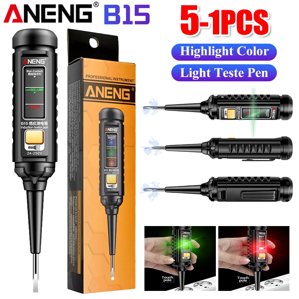 ANENG B15 Induction Teste Pen Highlight Color Light Professional AC Voltage Detection Electrician Screwdriver Testing Tools