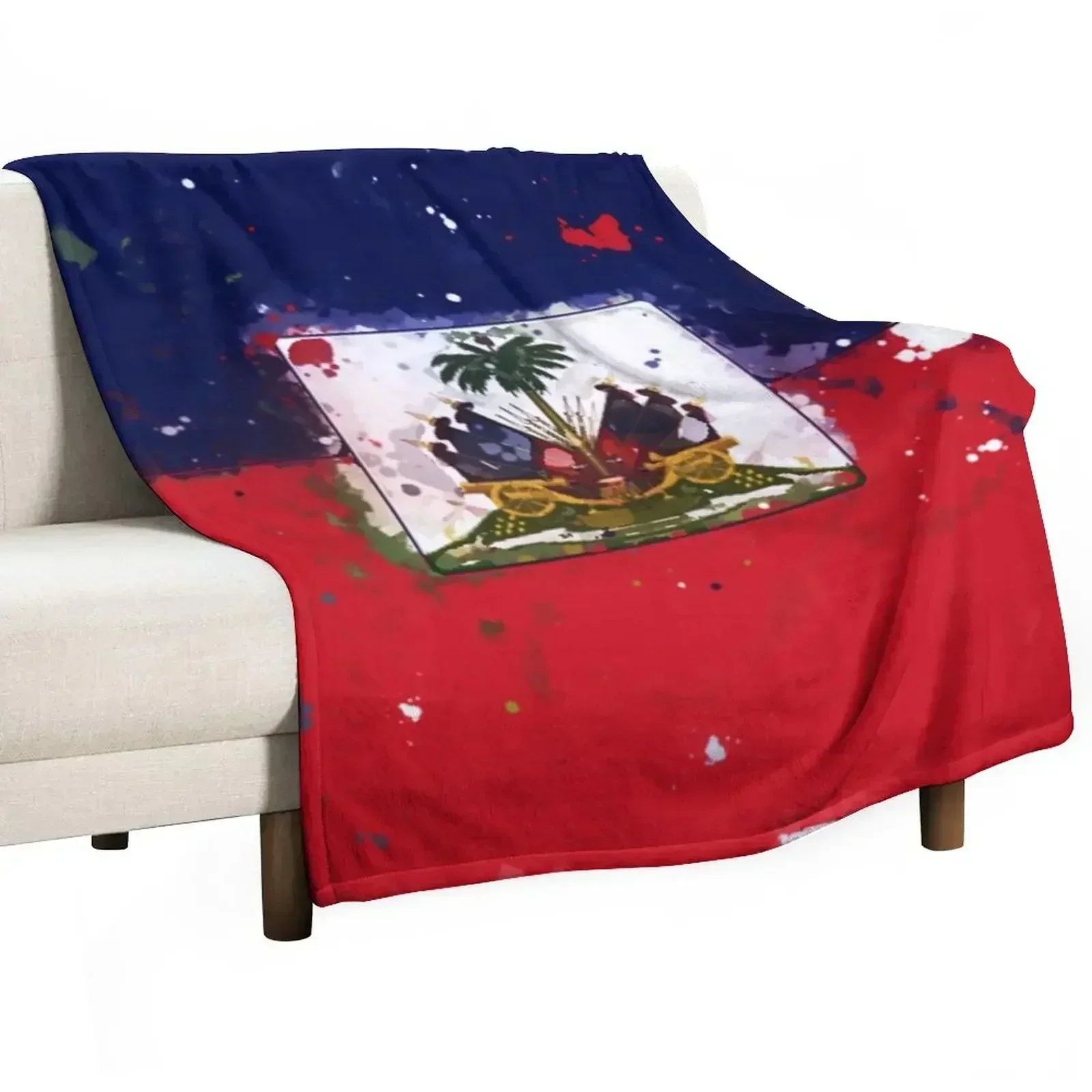 Haiti Grunge Flag Throw Blanket For Baby Camping Multi-Purpose Decorative Beds Blankets