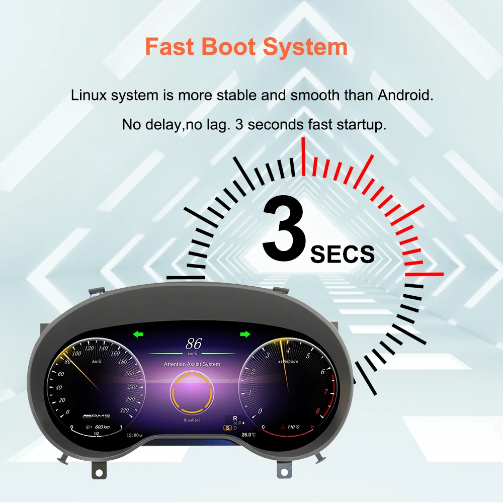 Bonroad 12.3'' Digital Cluster For Mercedes Benz A Class GLA CLA X156 C117 W176 2013-2018 Auto Instrument Speedmeter Dashboard – Detail 2