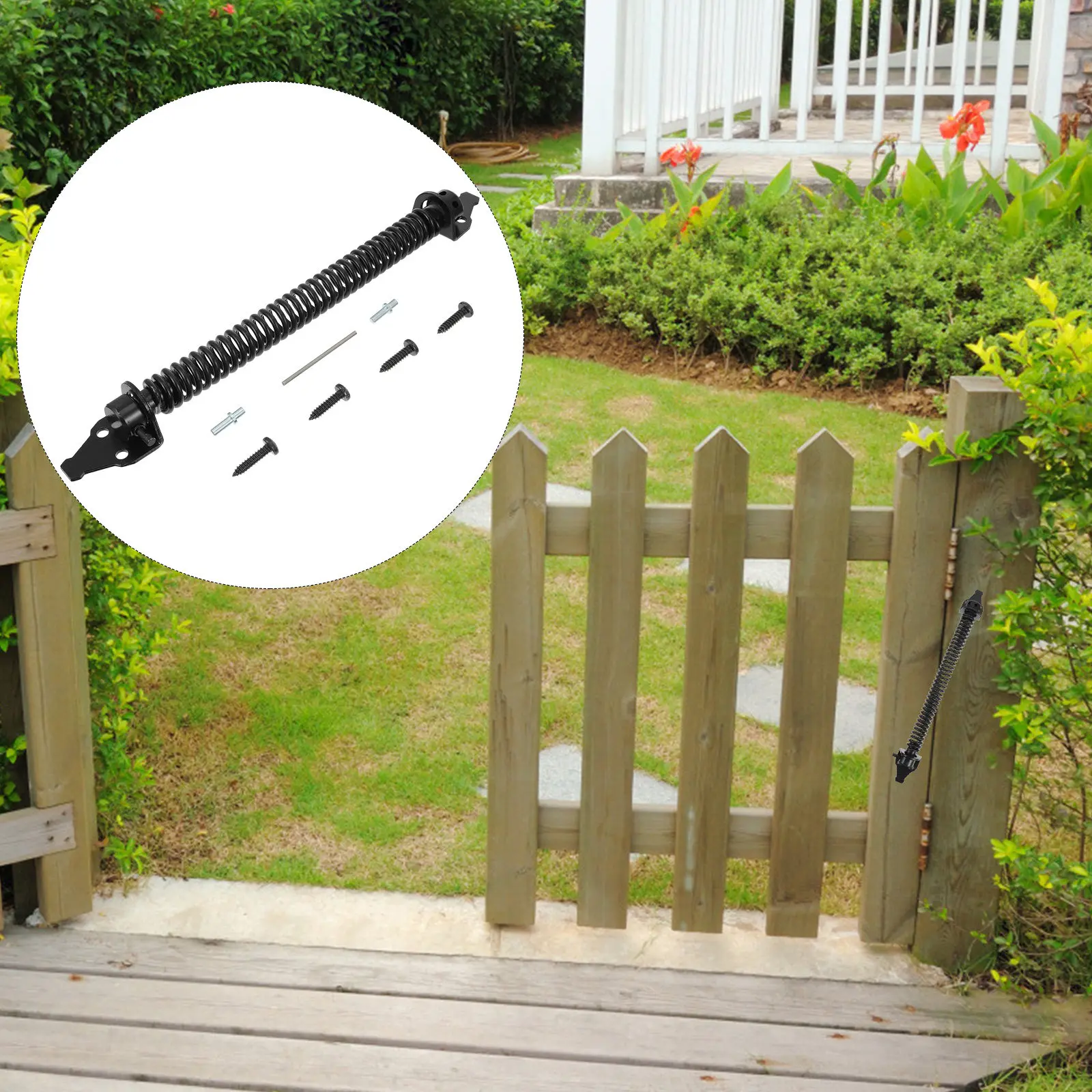 

1Set Self Closing Gate Spring Outdoor Fence Door Spring Hinge Villa Courtyard Heavy Duty Wooden Box Smooth Hinge