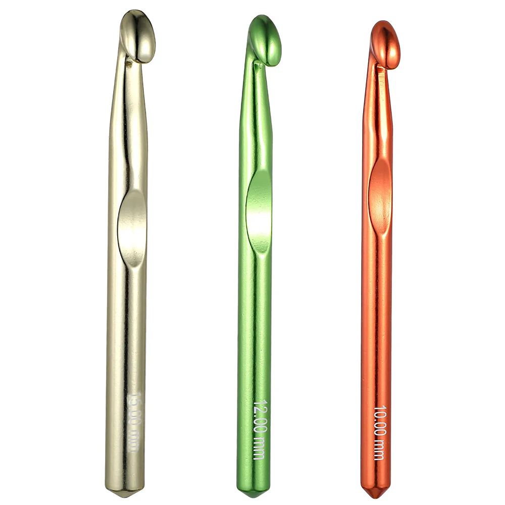 Ganchos de ganchillo de aluminio de 10/12/15mm, agujas grandes de aleación de aluminio, ganchos de ganchillo con mango grueso para suéter, manta, fabricación DIY, 1 ud.