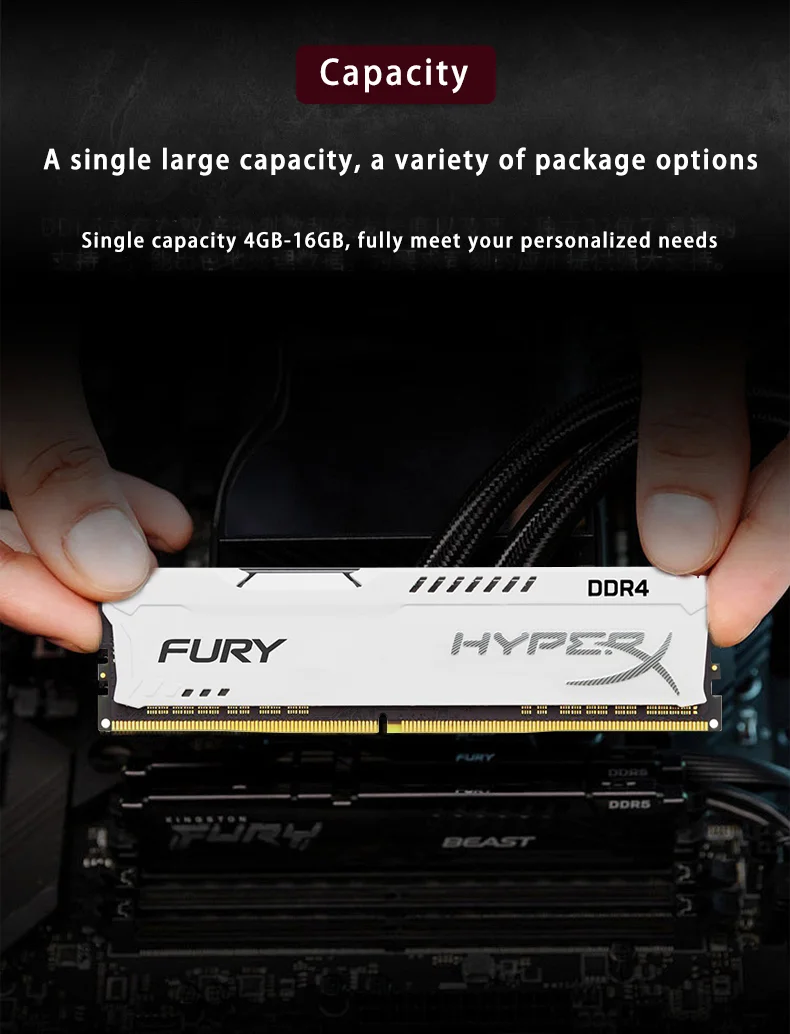 HyperX Fury DDR4 8GB 16GB 32GB 3600MHz 3200MHz 2666MHz 2400MHz 2133MHz Desktop PC Memory For Desktop AMD or INTEL Motherboard view 6