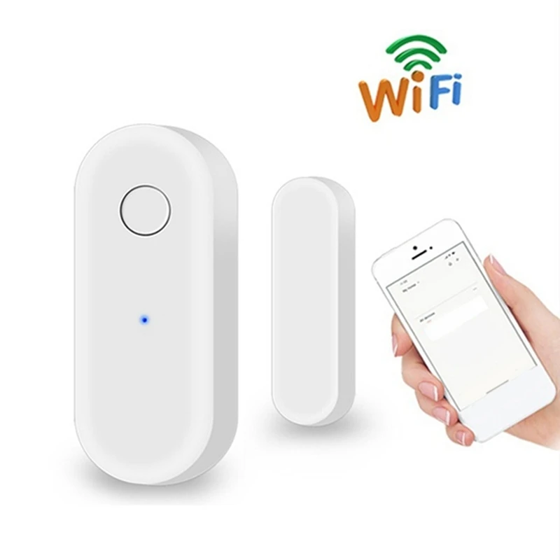 Sensor de puerta inteligente, Sensor de ventana inalámbrico Wifi, notificación de mensajes en tiempo Real, Compatible con el asistente de Google Alexa