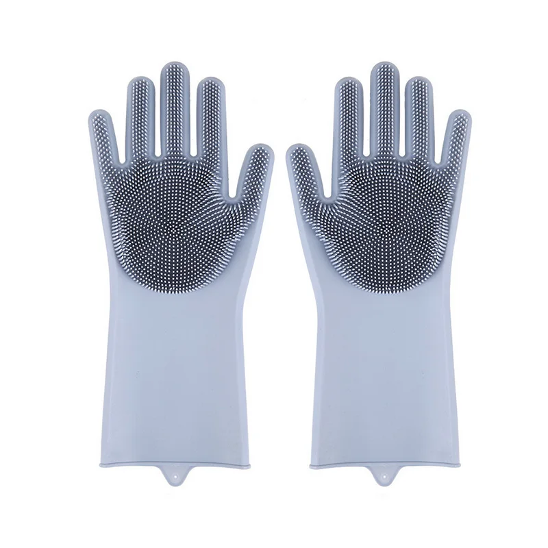 Guantes mágicos de goma de silicona para lavar platos, herramienta de limpieza para el hogar, 1 par