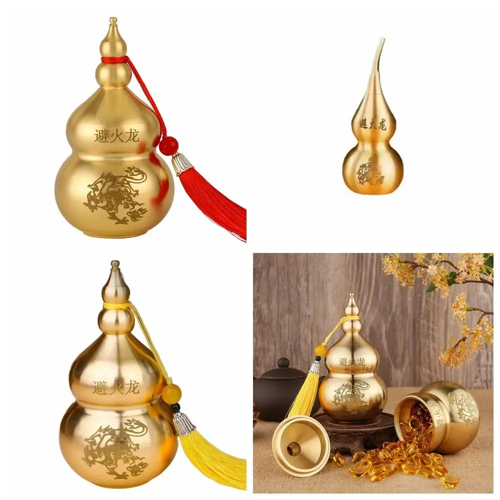 

Handicraft Fire-avoiding Dragon Gourd Chinese Style Top Open Cover Copper Gourd Smooth Brass Gourd Ornament Living Room