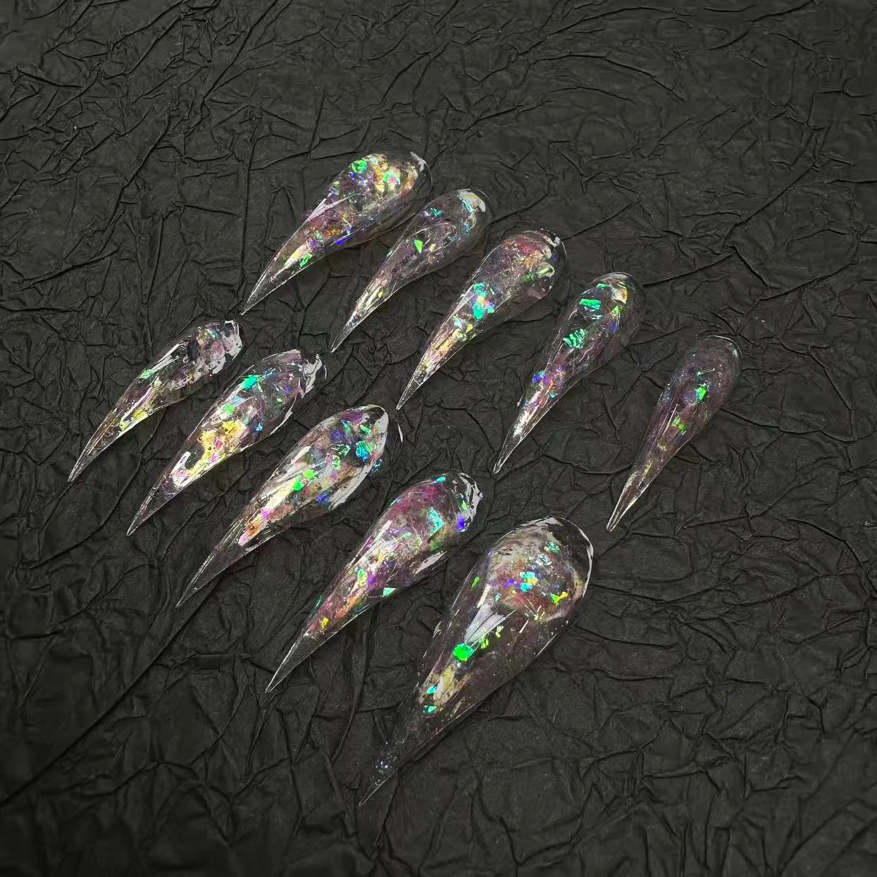 Handmade Red Cat Claws Press On Nails Tips 10PCS Dragon Shape Claw Rhinestone Fake Nail With Glue Y2K Cute  Acrylic False Nail