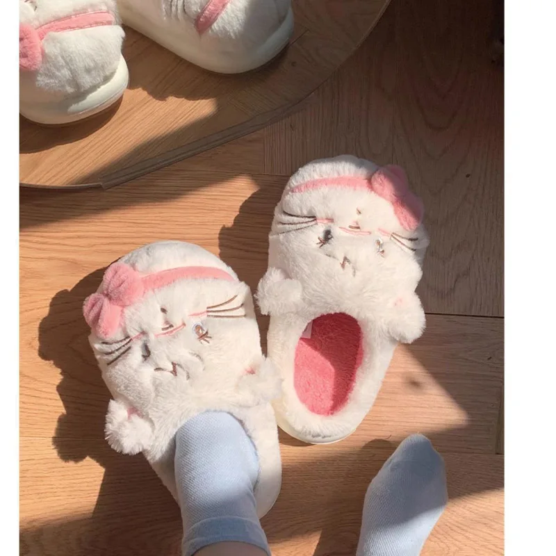Kawaii Mikko Slippers Warm Cotton Slippers Cute Cartoon Girls' Hearts Women's Cute Winter Student Non-slip Home Shoes Gifts Toys