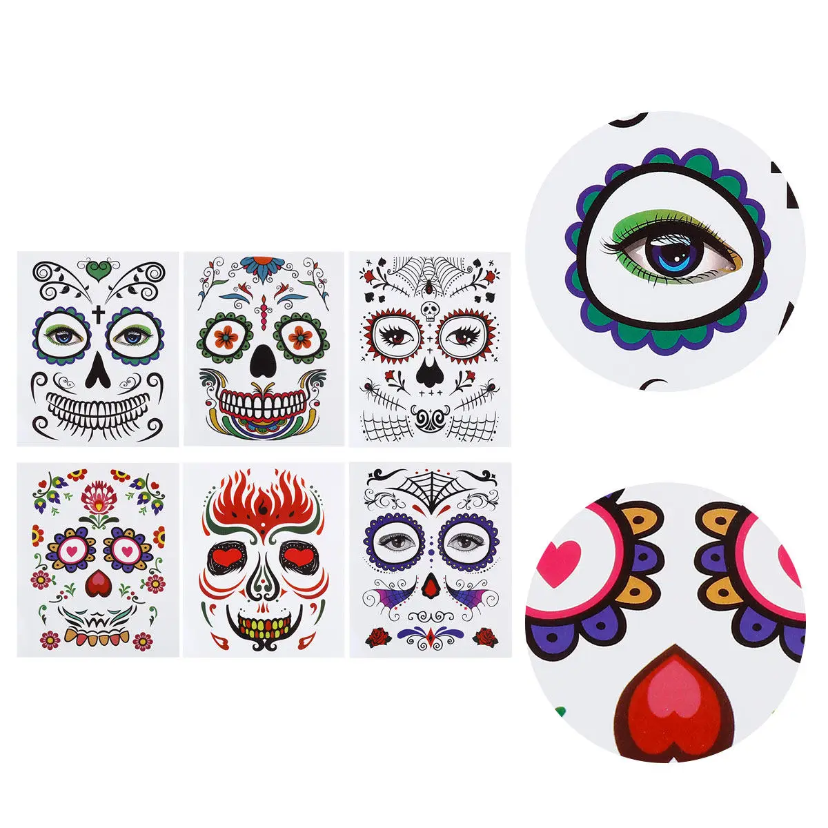 

6 Pcs Face Stickers for Adult Fake Tattoos Halloween Body Decoration Hallowen Scars Waterproof