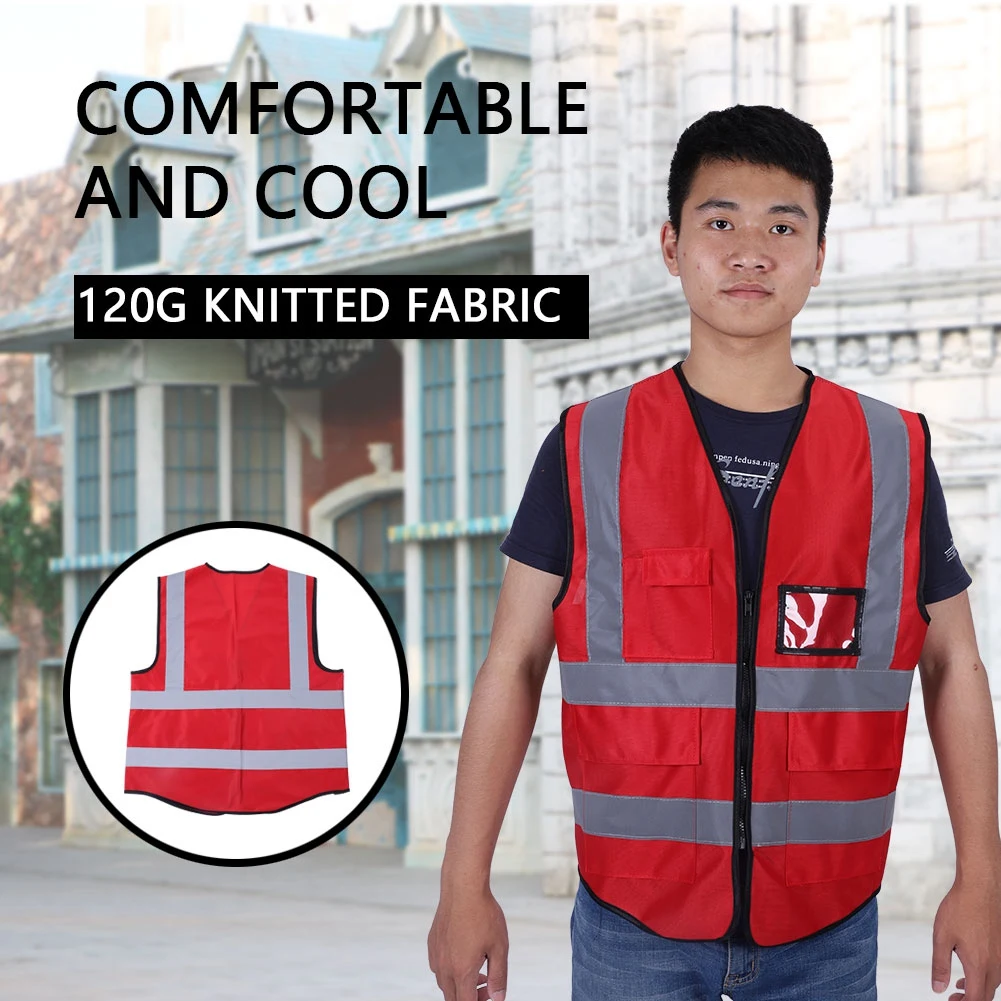 ZK30 Multicolor Reflective Vest Safety Security Waistcoat sicherheitsdienst bekleidung chaleco reflectivo seguridad (Red)