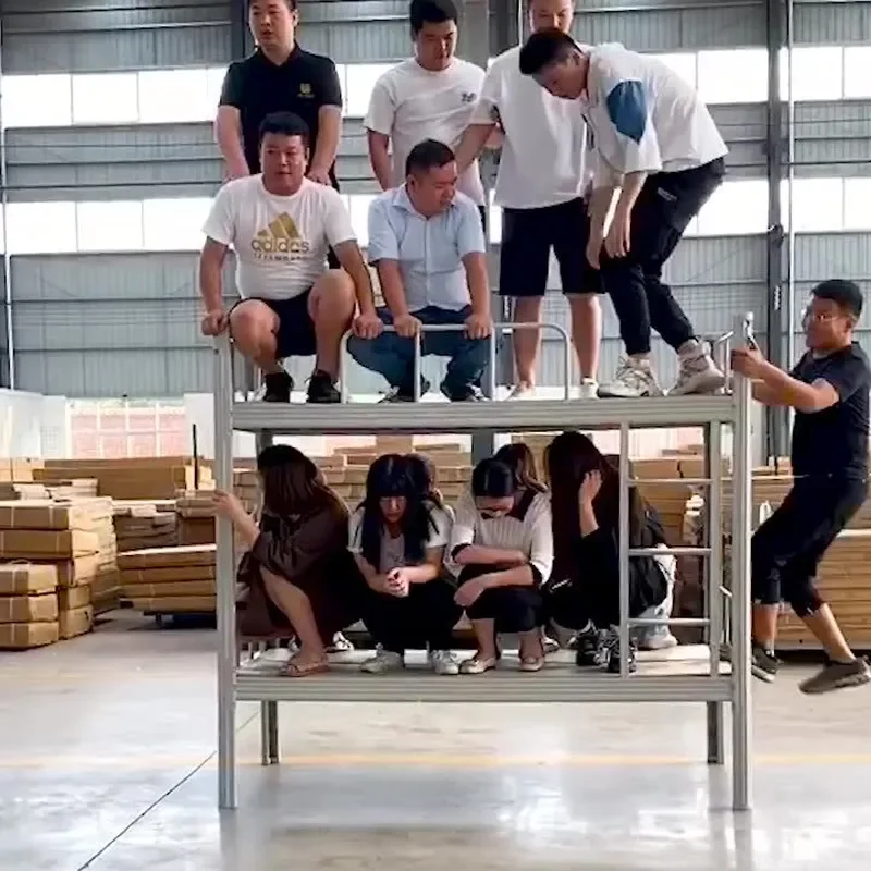 Heavy Duty Iron Bunk Bed Steel Frame Double Deck Bed for Student Dormitory Apartment Hostel Construction Site Practical