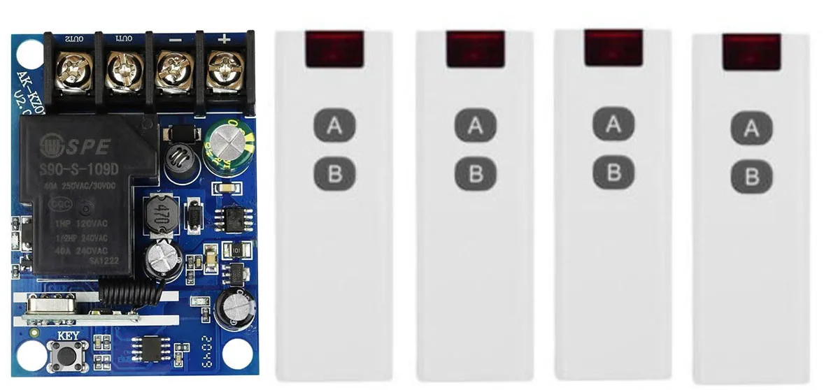 Радиочастотный пульт дистанционного управления, 433 МГц, 12 В, 24 В, 48 В, 30 А, беспроводной релейный приемник и передатчик, дальность 1000 метров