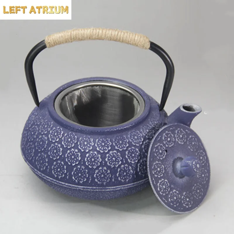 1000ml Cast Iron Teapot Cherry Blossom Kettle Heatable Boiling Teapot Handle Filter Pot Tea Brewing Utensils Water Bottle