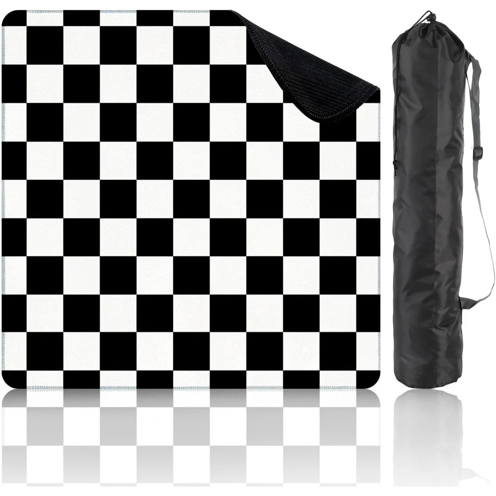 Neoprene 3mm Luxury Mahjong Gaming Mat 31.5 Inch Black White Grid Non Slip Noise Reduction for Mahjong Poker